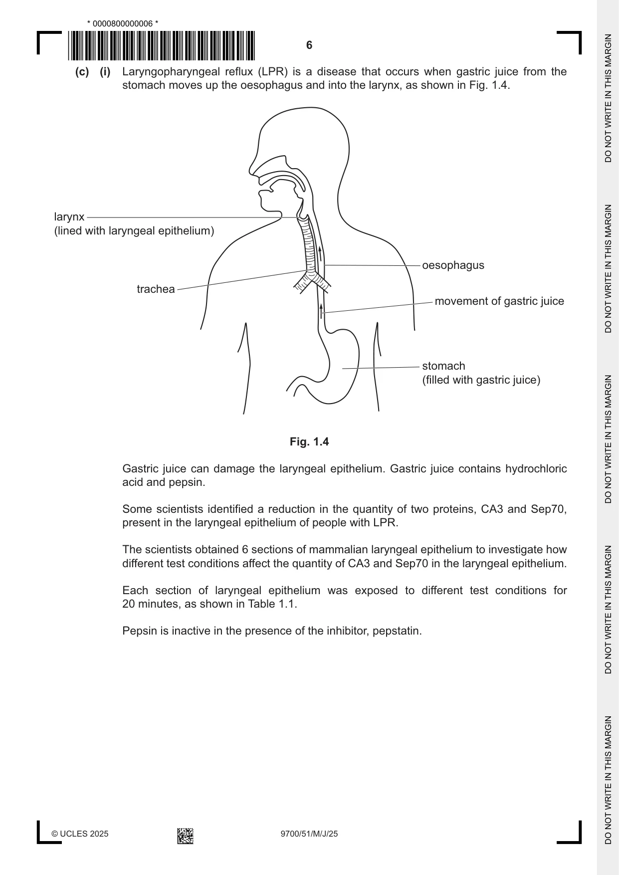Cambridge A Level Biology 9700 2025 May/June Paper 5 · Variant 1 question paper, page 6 of 16