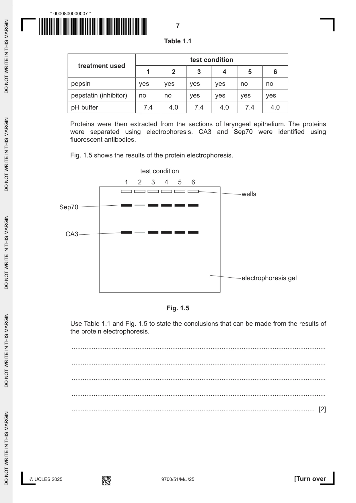 Cambridge A Level Biology 9700 2025 May/June Paper 5 · Variant 1 question paper, page 7 of 16