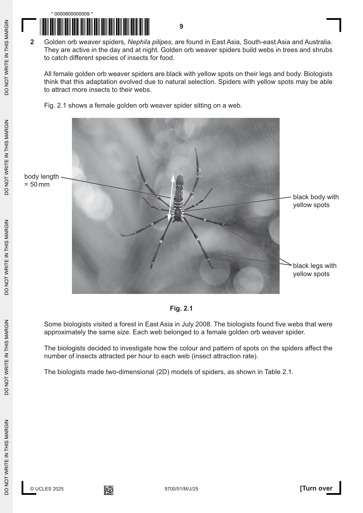 Cambridge A Level Biology 9700 2025 May/June Paper 5 · Variant 1 question paper, page 9 of 16