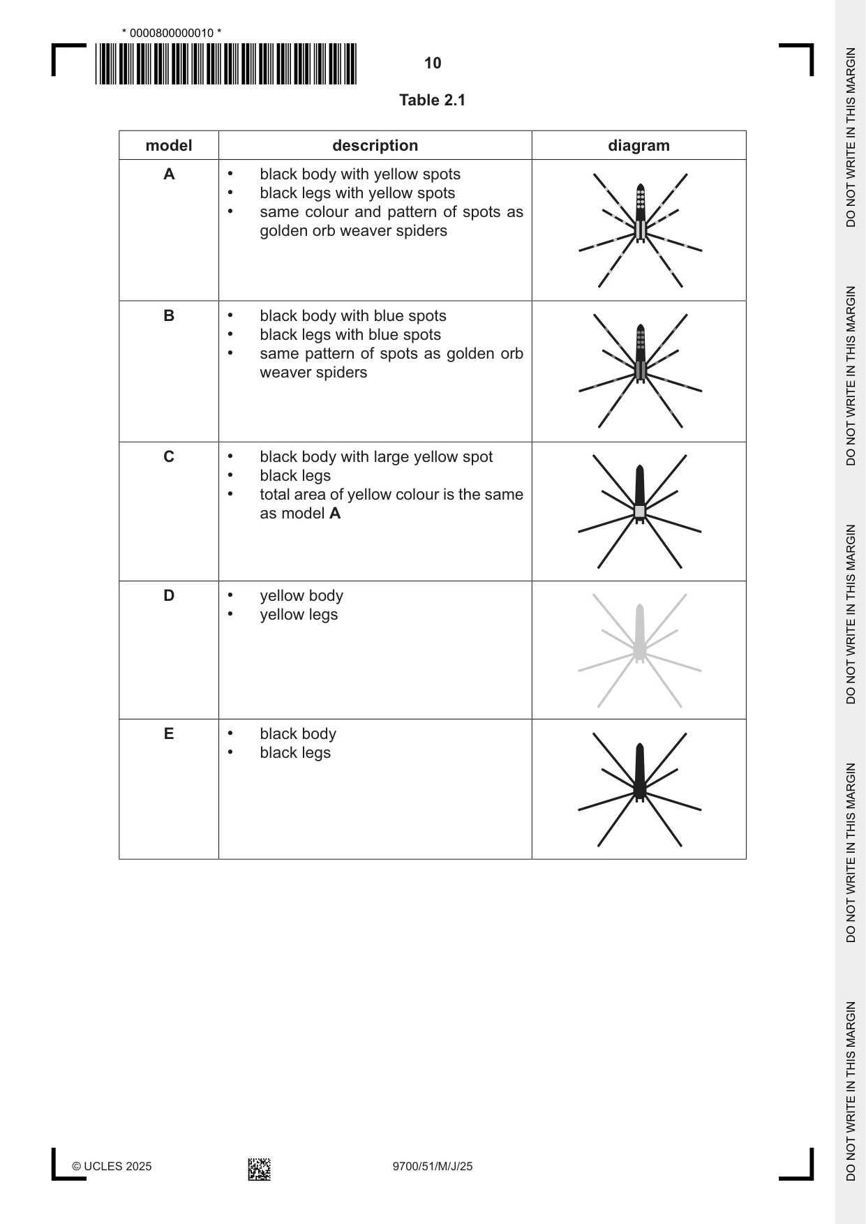 Cambridge A Level Biology 9700 2025 May/June Paper 5 · Variant 1 question paper, page 10 of 16