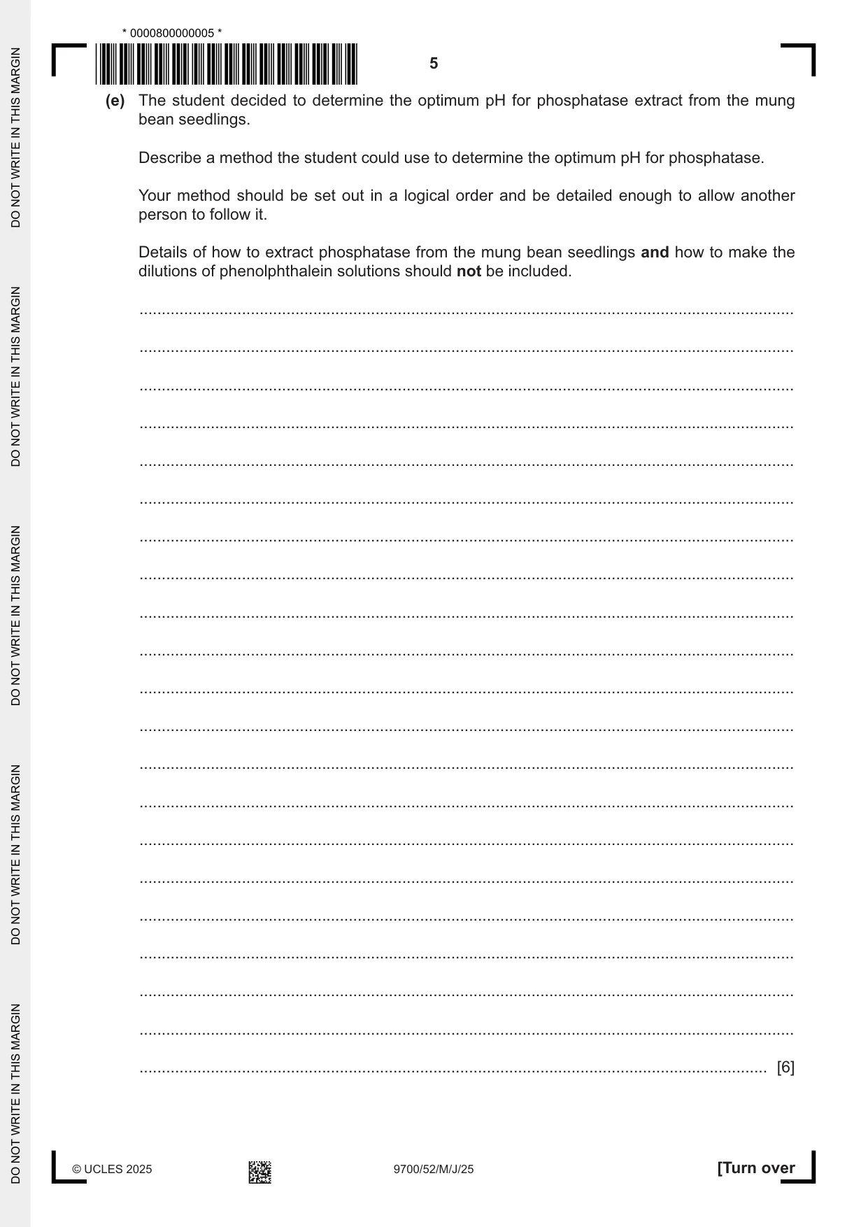 Cambridge A Level Biology 9700 2025 May/June Paper 5 · Variant 2 question paper, page 5 of 12
