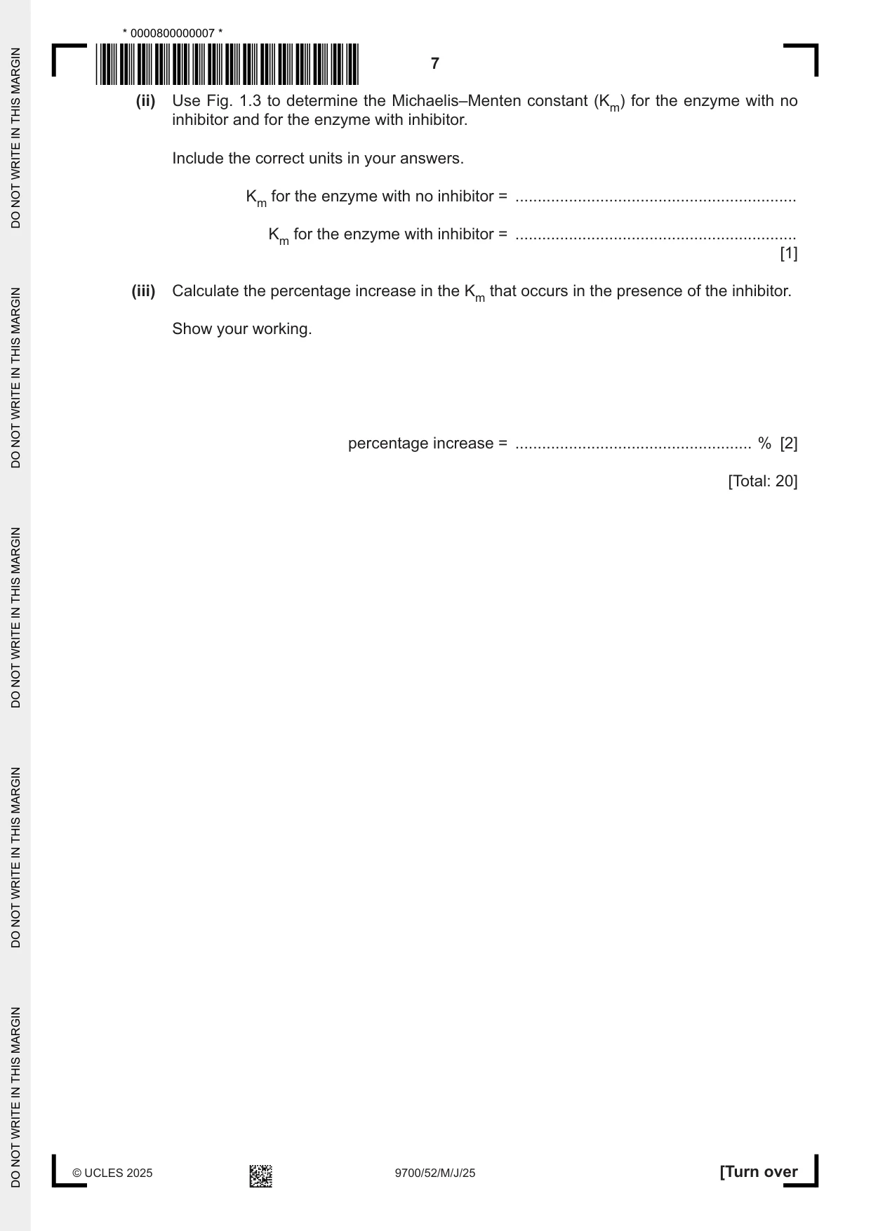 Cambridge A Level Biology 9700 2025 May/June Paper 5 · Variant 2 question paper, page 7 of 12