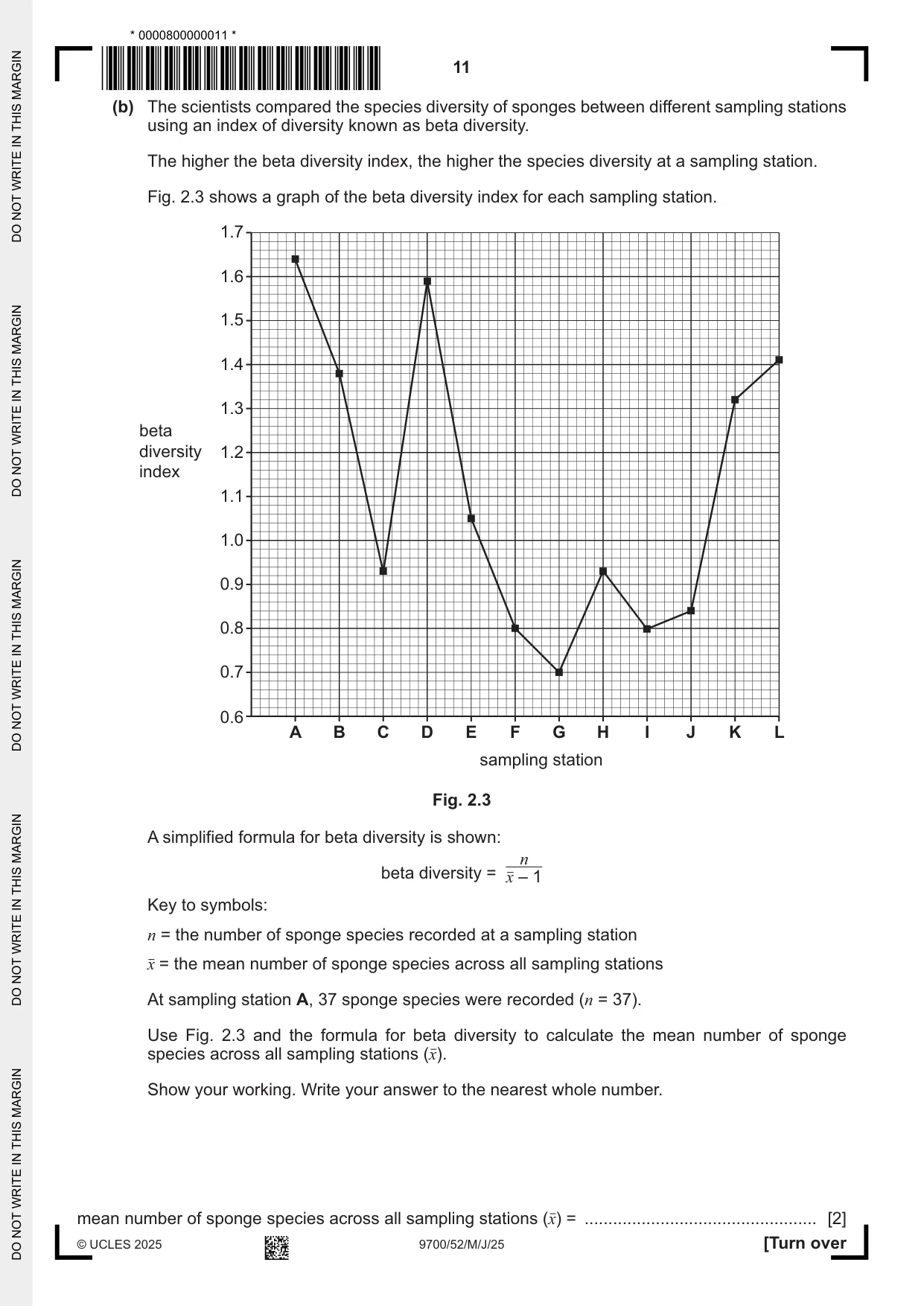 Cambridge A Level Biology 9700 2025 May/June Paper 5 · Variant 2 question paper, page 11 of 12