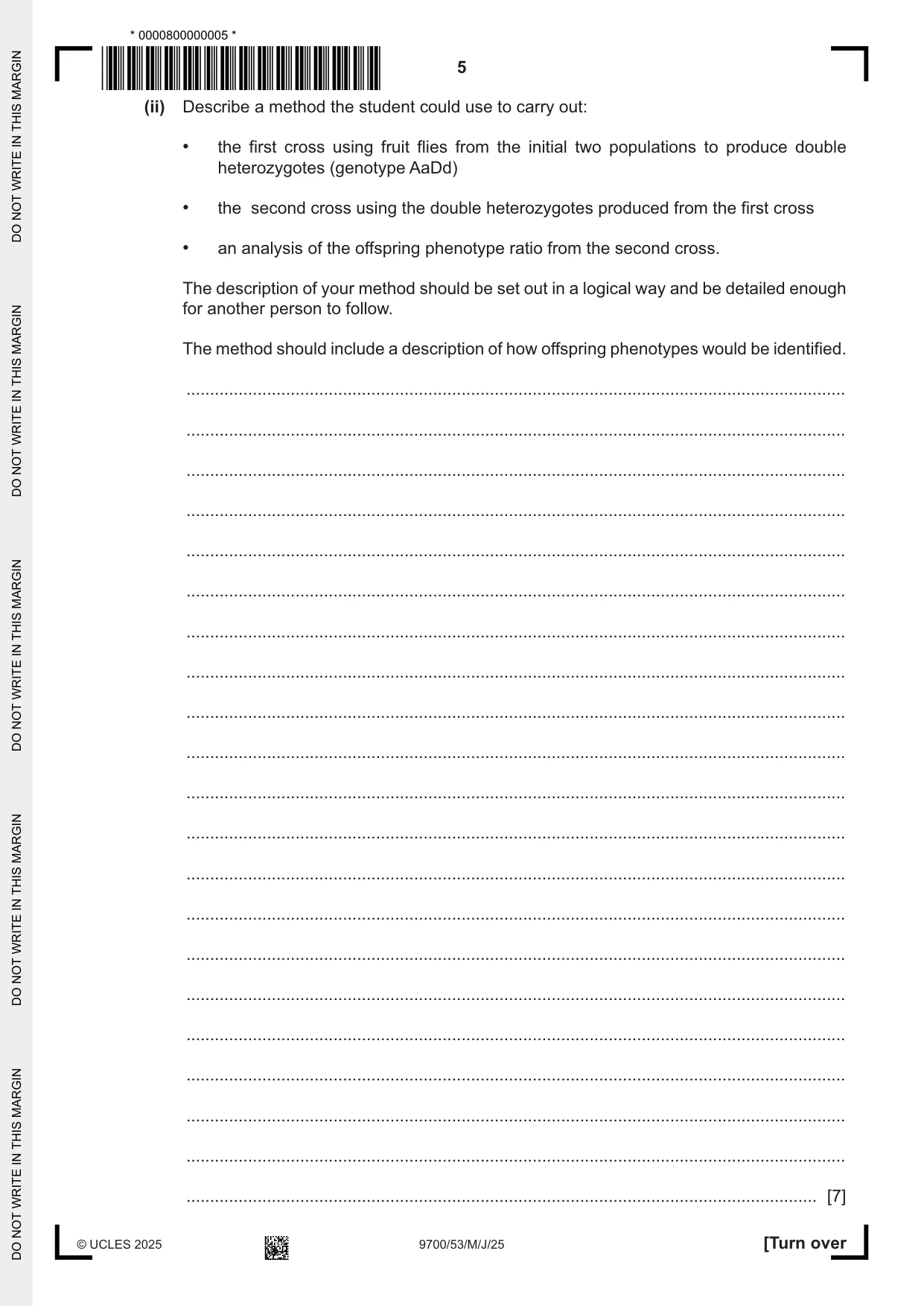 Cambridge A Level Biology 9700 2025 May/June Paper 5 · Variant 3 question paper, page 5 of 16