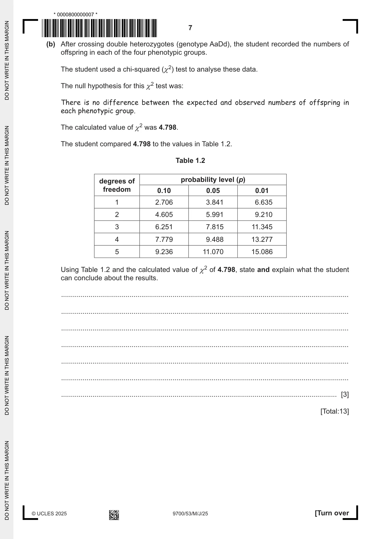 Cambridge A Level Biology 9700 2025 May/June Paper 5 · Variant 3 question paper, page 7 of 16