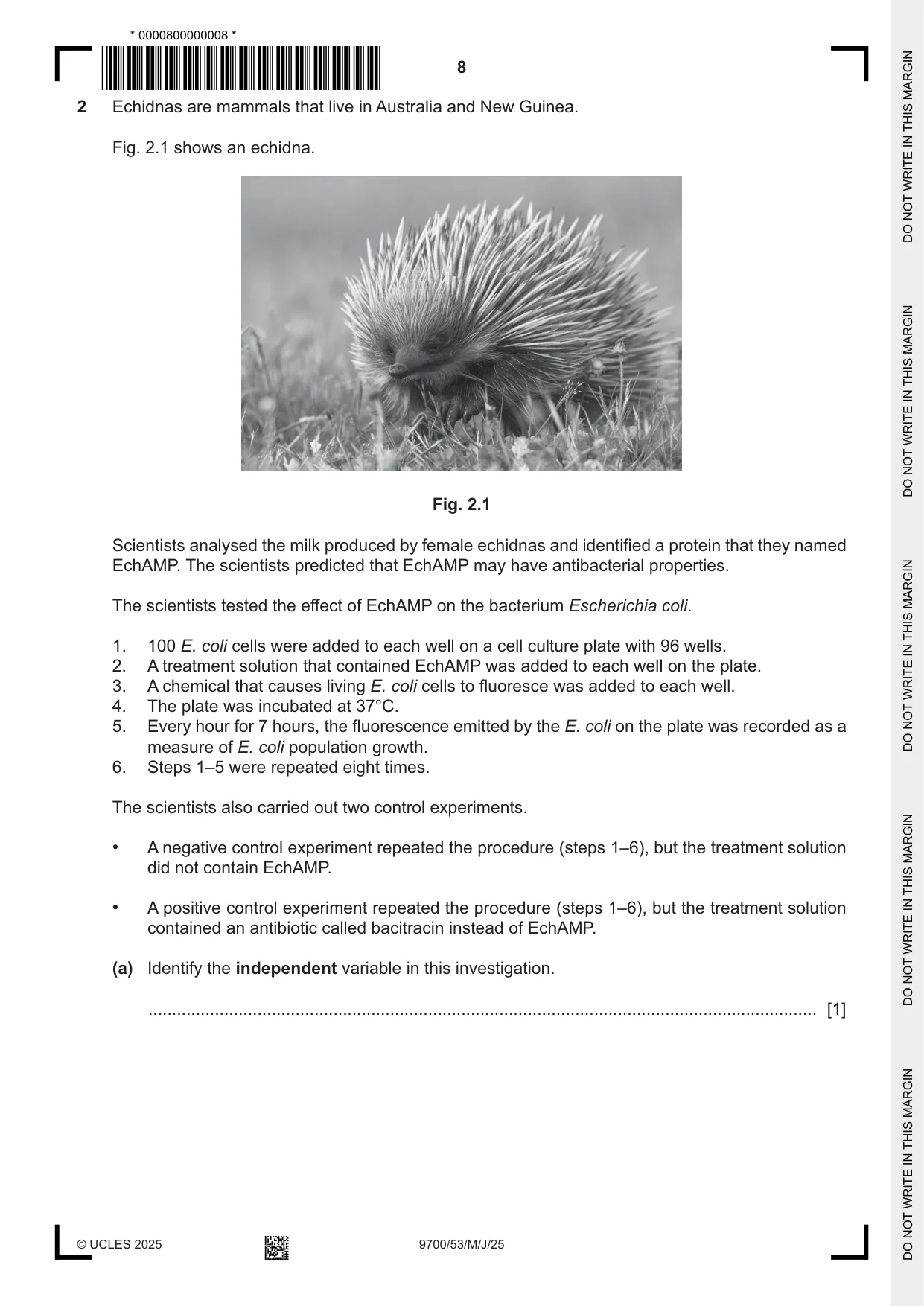 Cambridge A Level Biology 9700 2025 May/June Paper 5 · Variant 3 question paper, page 8 of 16