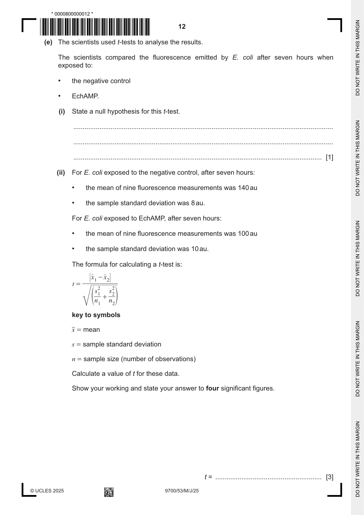 Cambridge A Level Biology 9700 2025 May/June Paper 5 · Variant 3 question paper, page 12 of 16