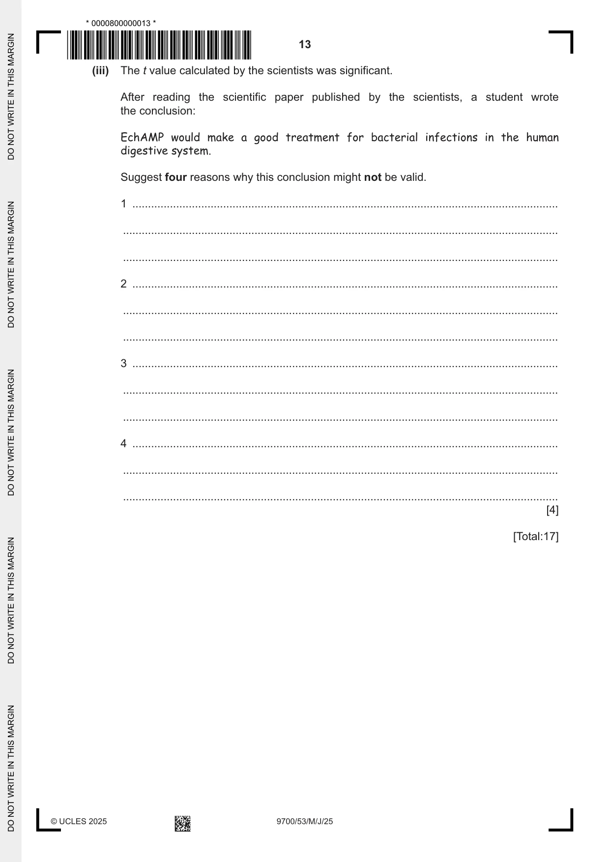 Cambridge A Level Biology 9700 2025 May/June Paper 5 · Variant 3 question paper, page 13 of 16