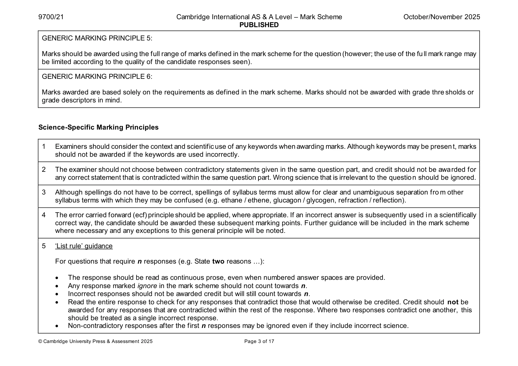 Mark scheme, page 3 of 17