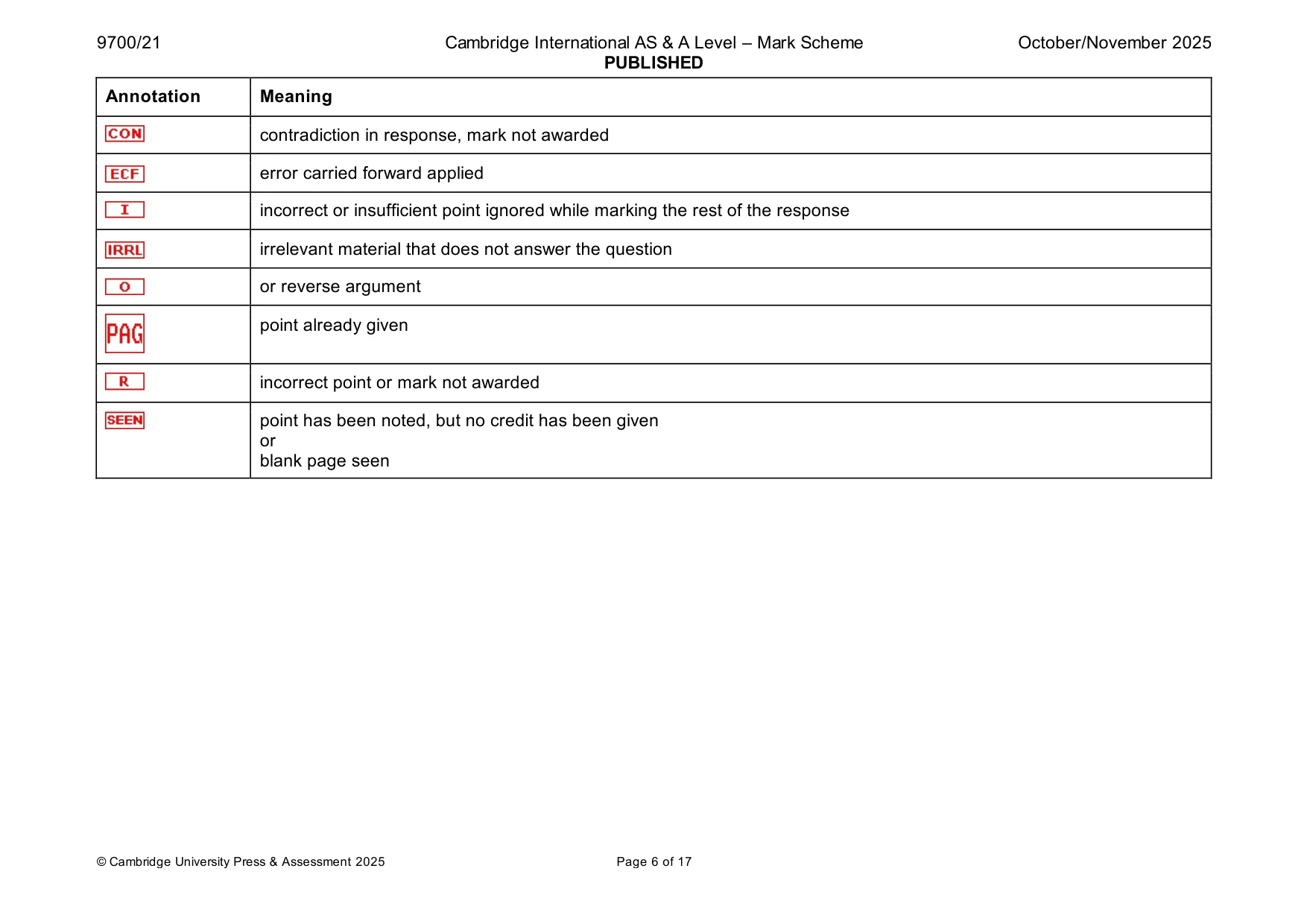 Mark scheme, page 6 of 17