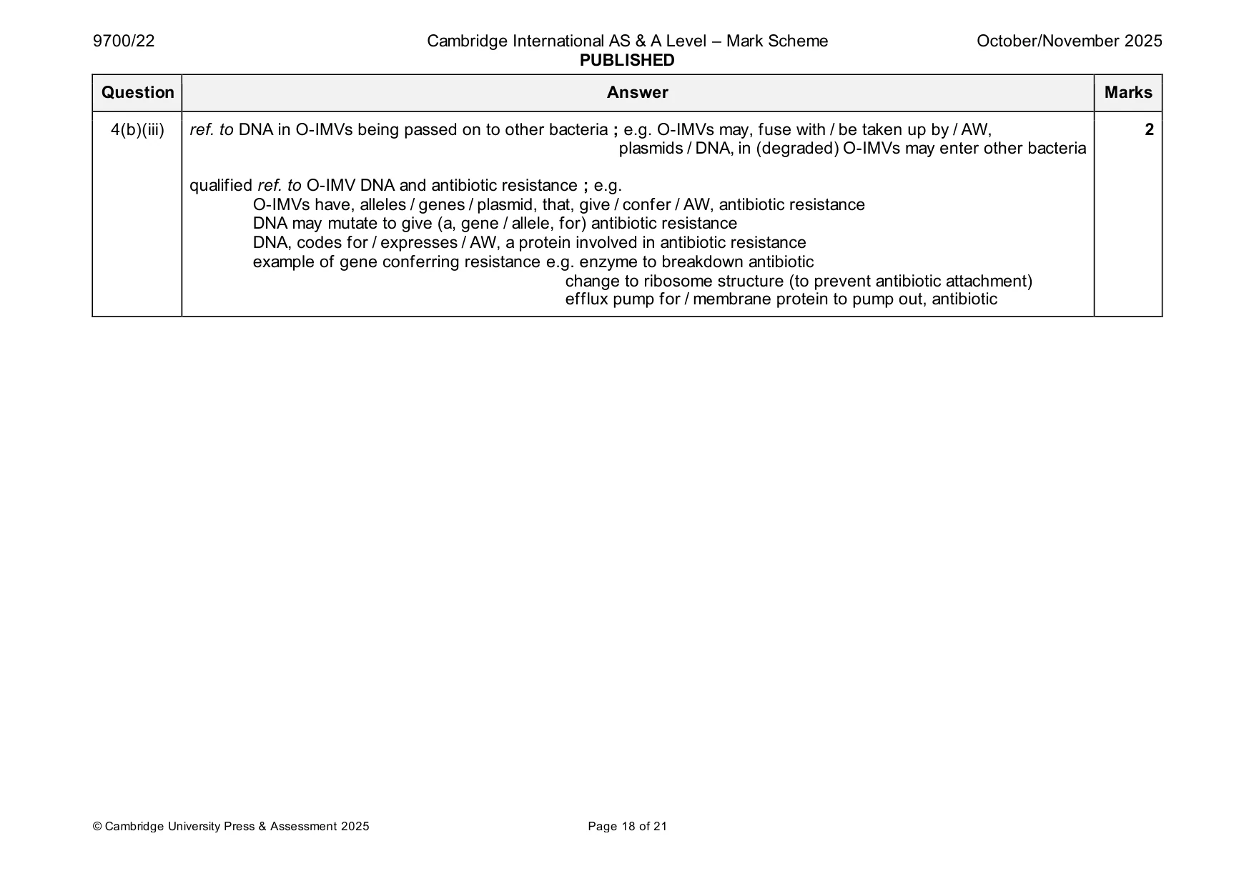 Mark scheme, page 18 of 21