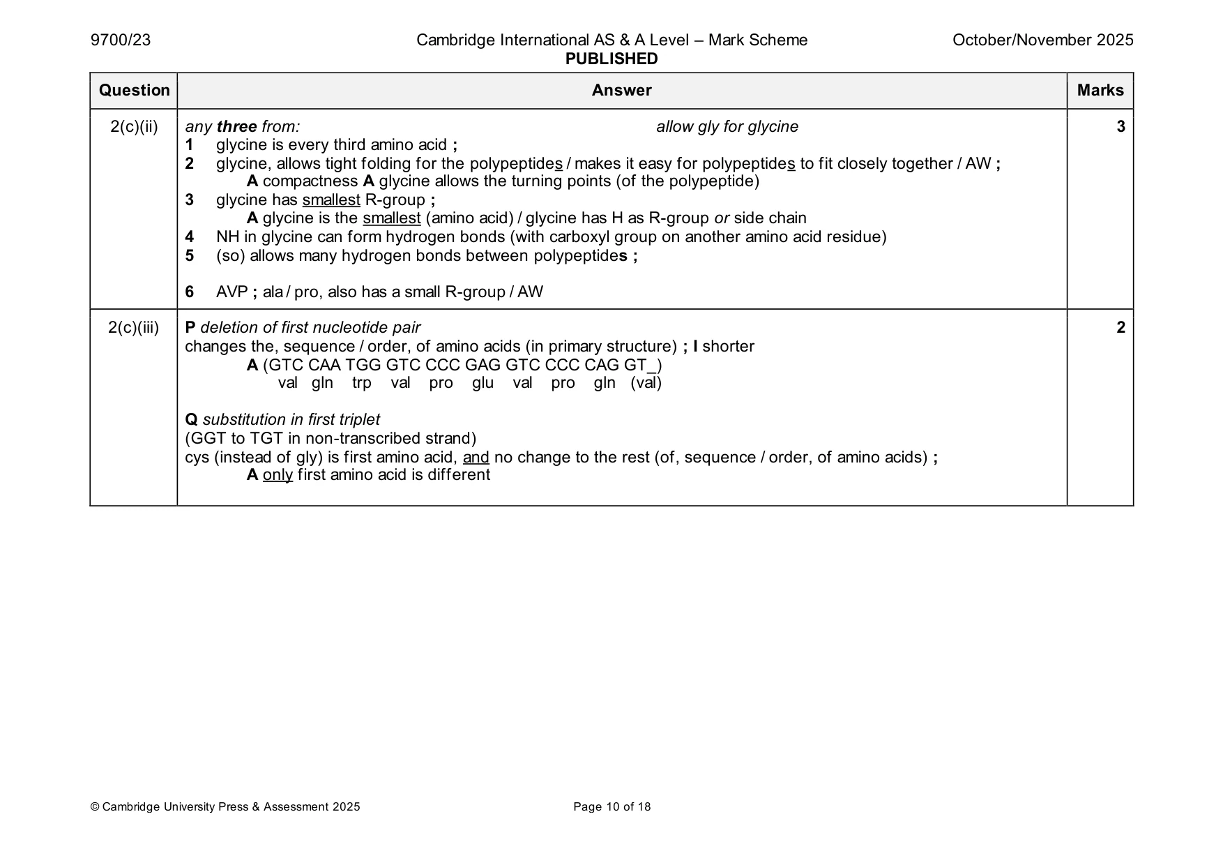 Mark scheme, page 10 of 18