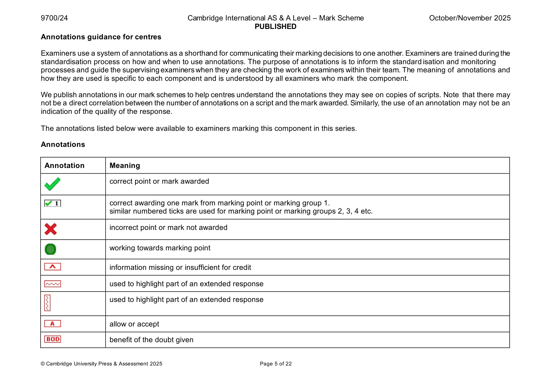 Mark scheme, page 5 of 22