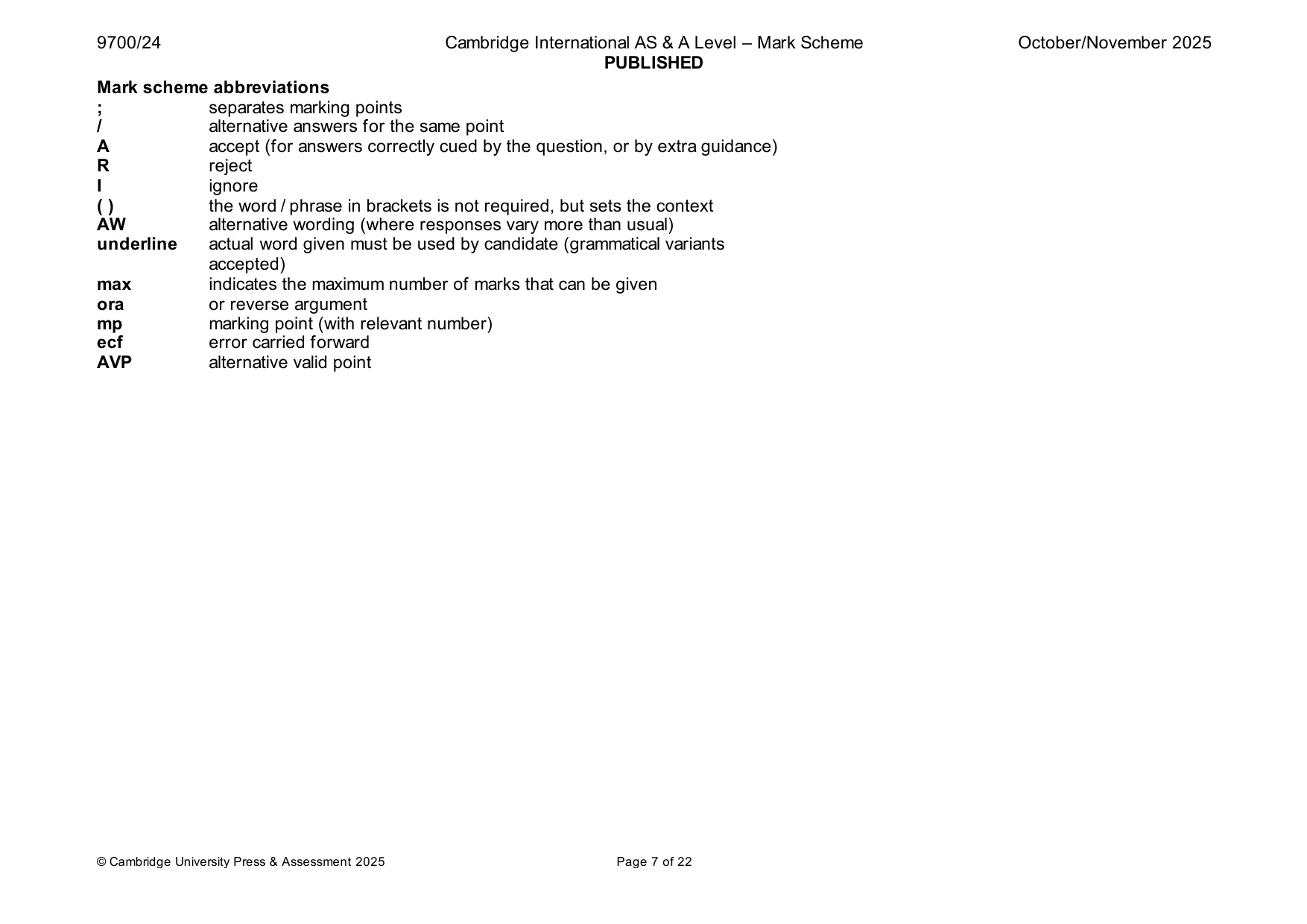 Mark scheme, page 7 of 22