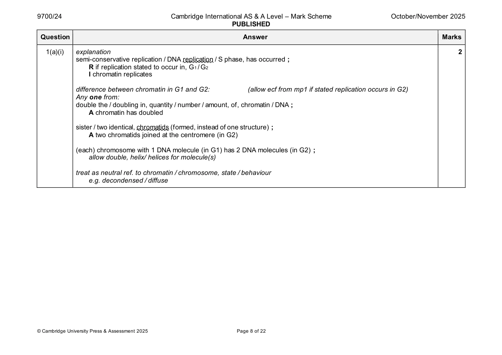 Mark scheme, page 8 of 22