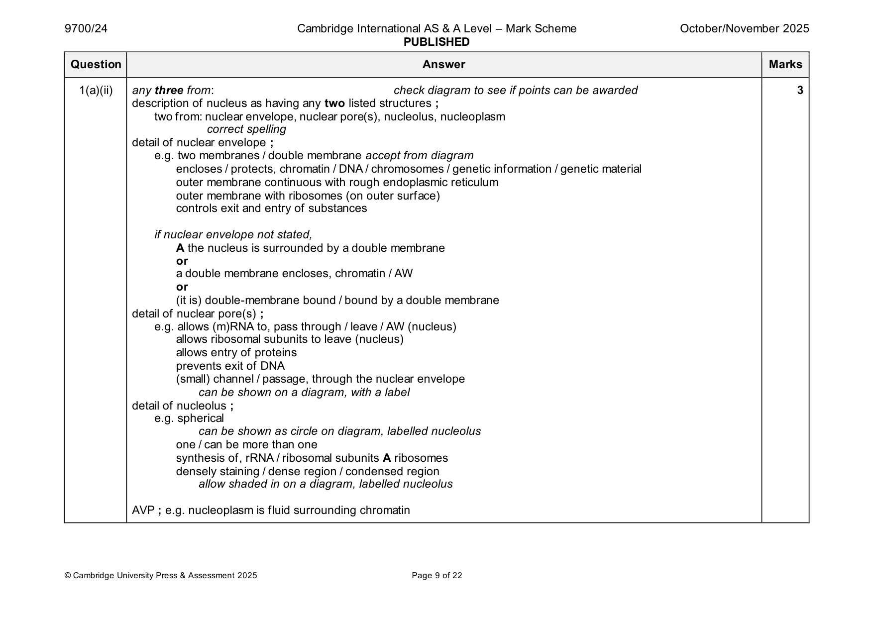 Mark scheme, page 9 of 22
