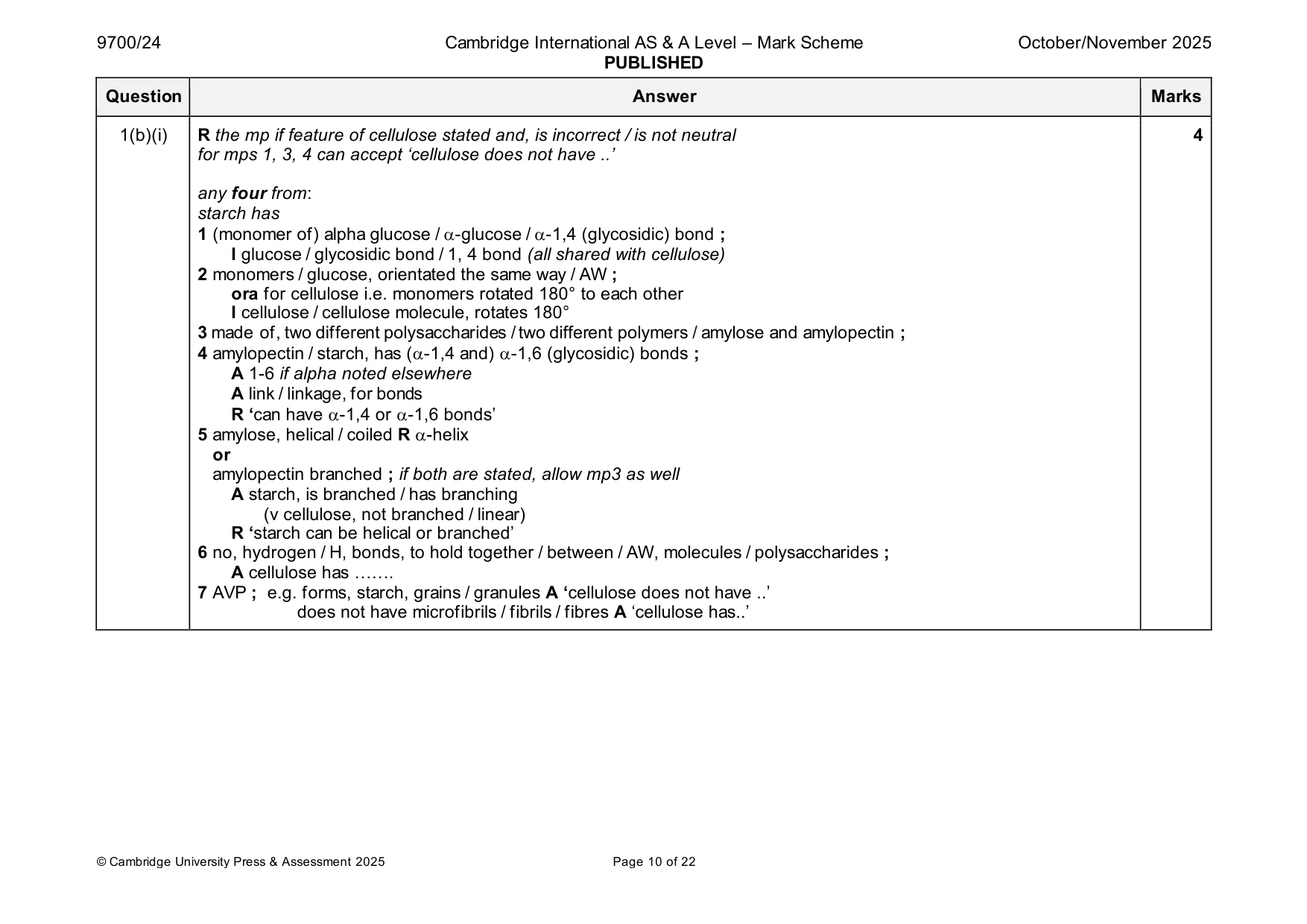 Mark scheme, page 10 of 22