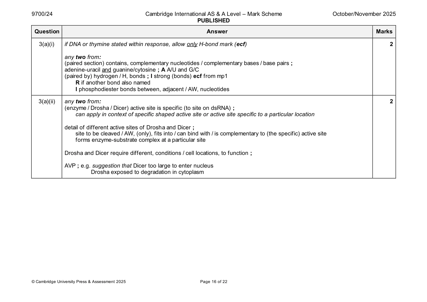 Mark scheme, page 16 of 22