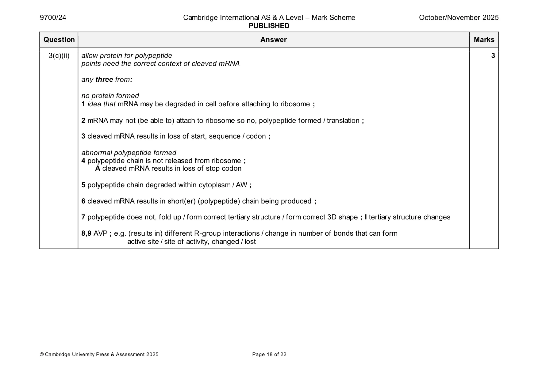 Mark scheme, page 18 of 22