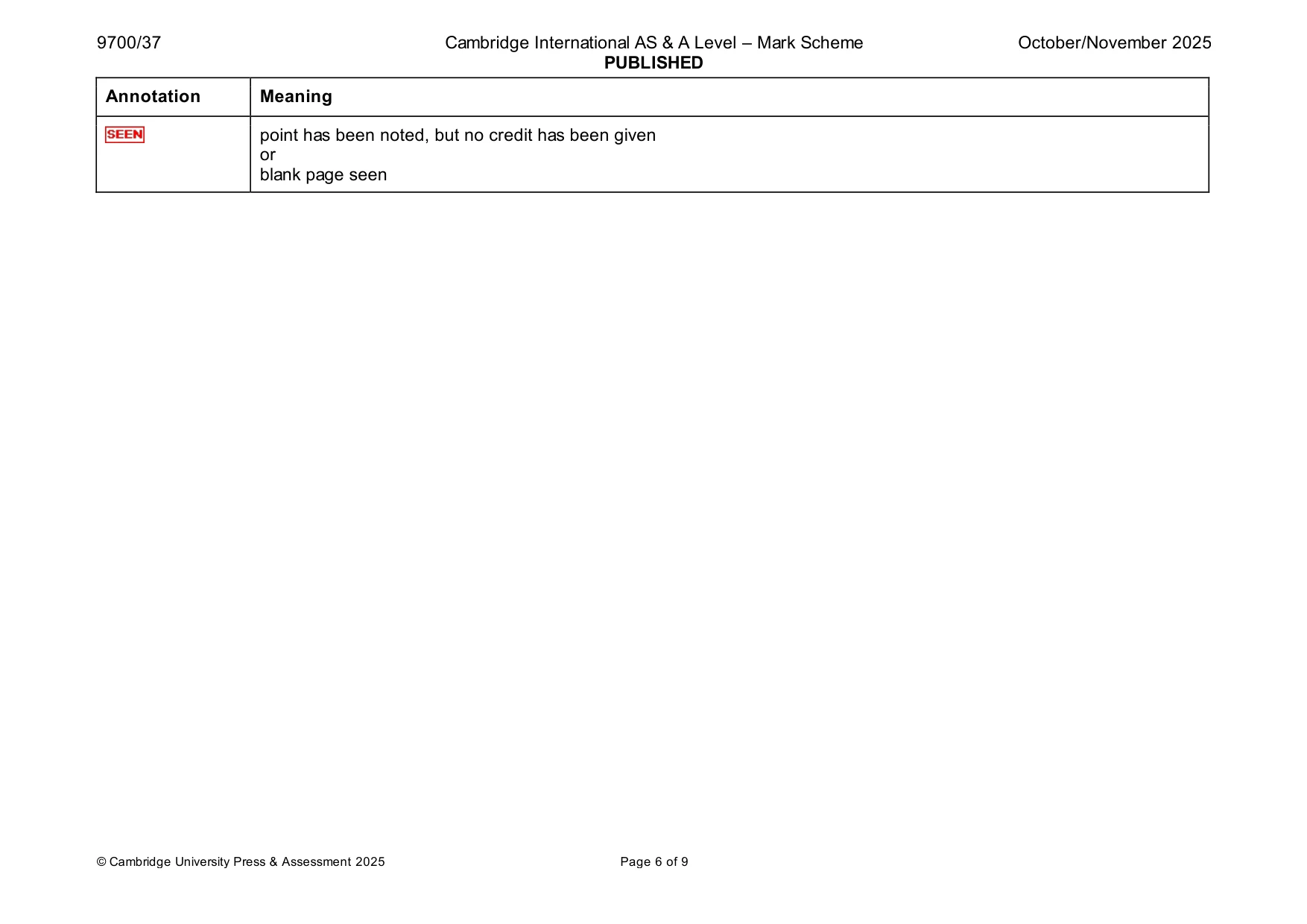 Mark scheme, page 6 of 9