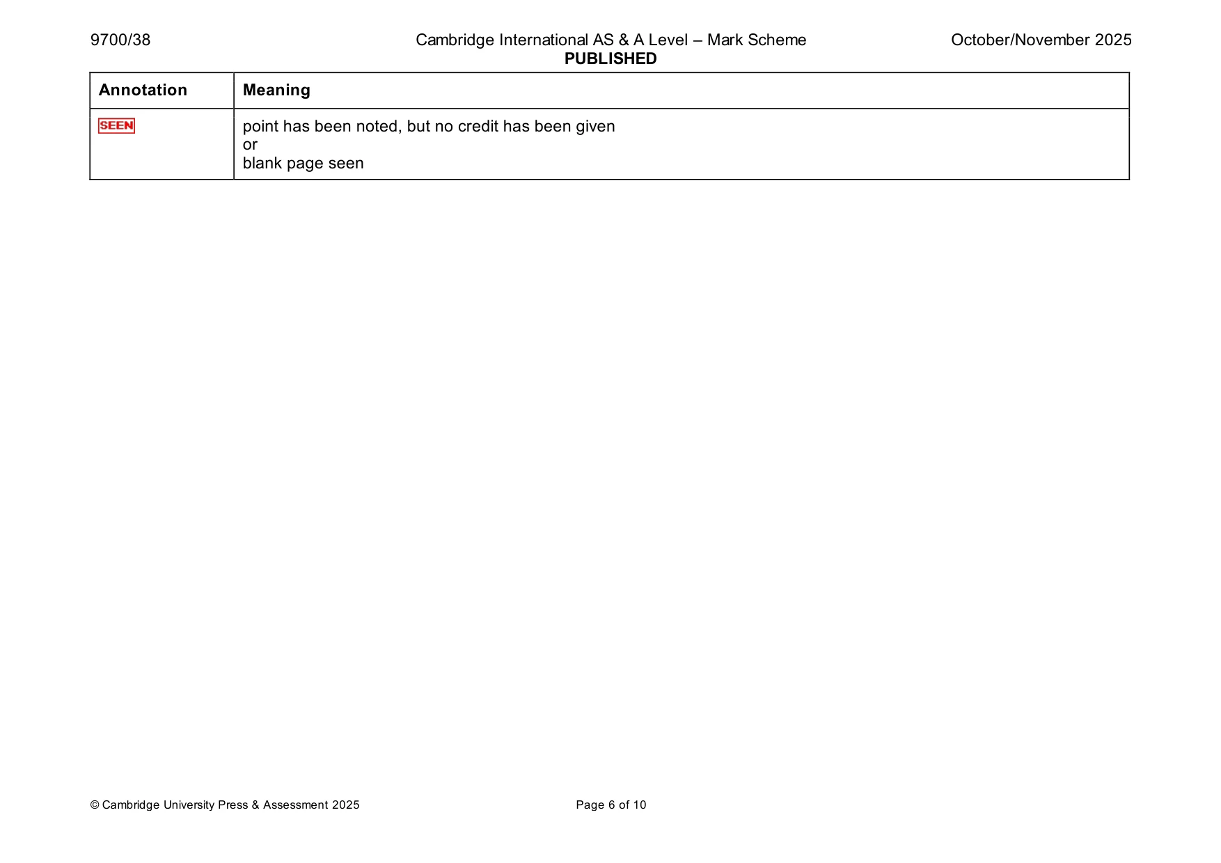 Mark scheme, page 6 of 10