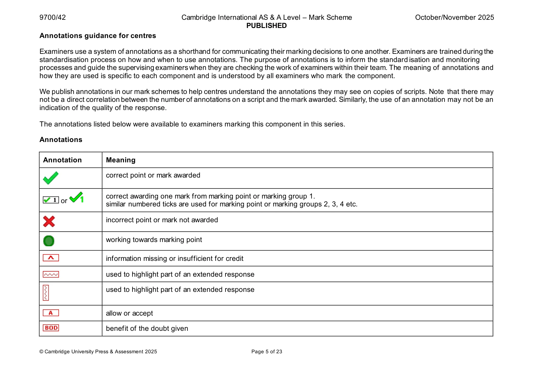 Mark scheme, page 5 of 23
