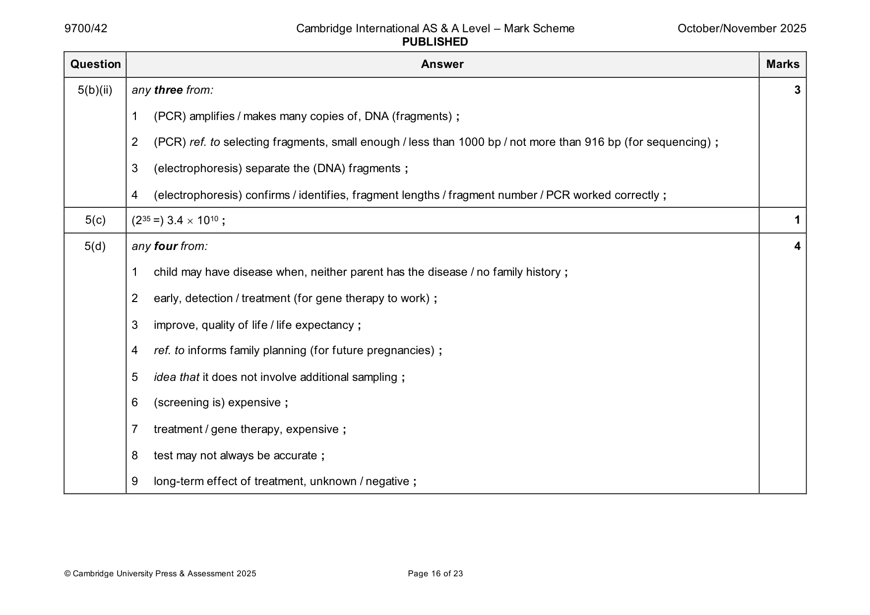 Mark scheme, page 16 of 23