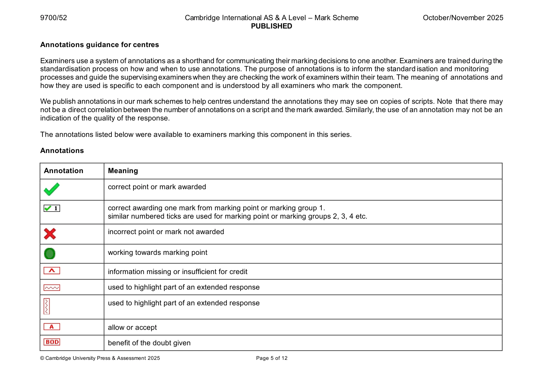 Mark scheme, page 5 of 12