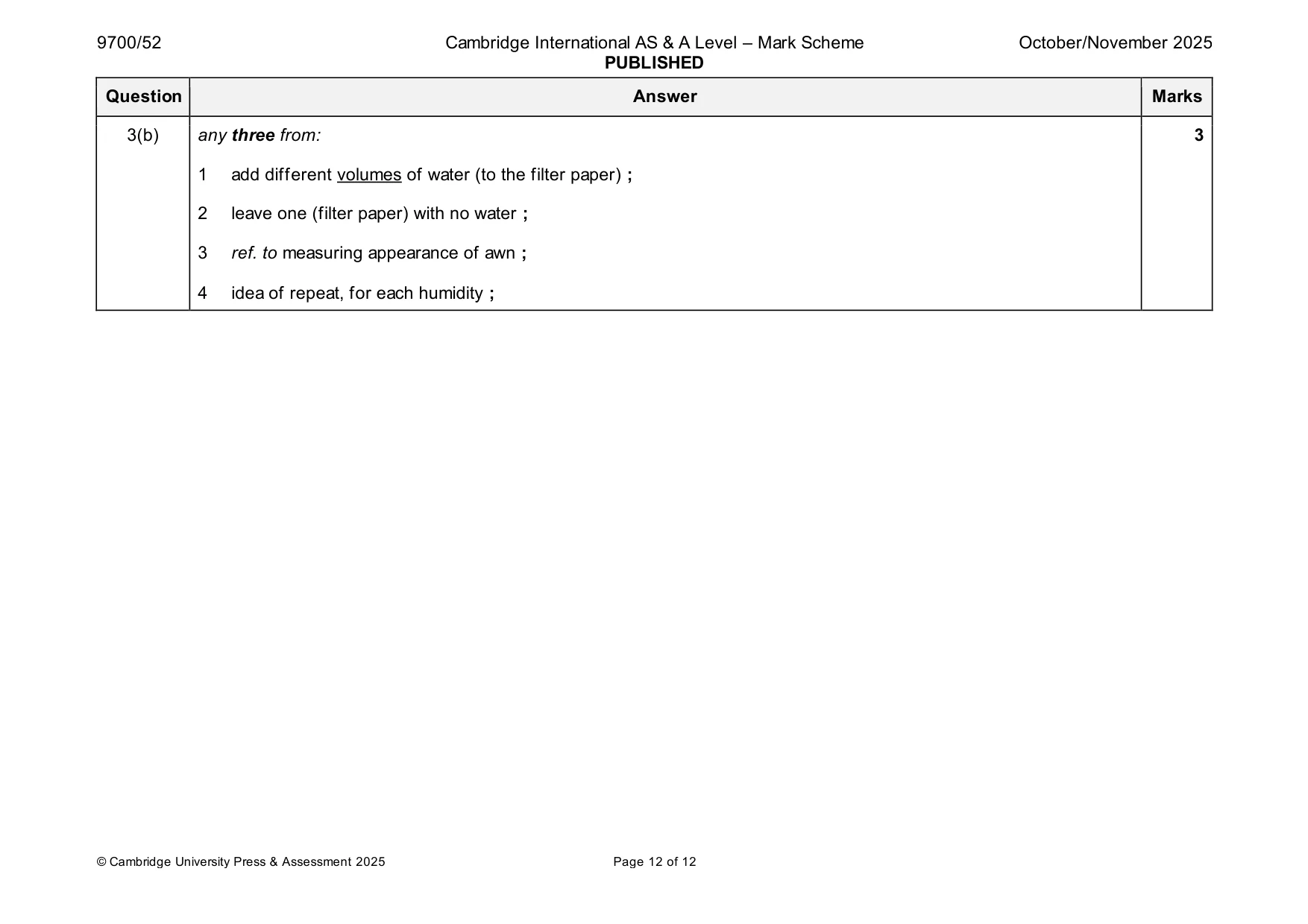 Mark scheme, page 12 of 12