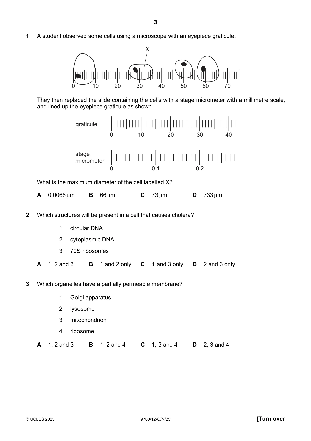 Cambridge A Level Biology 9700 2025 Oct/Nov Paper 1 · Variant 2 question paper, page 3 of 24