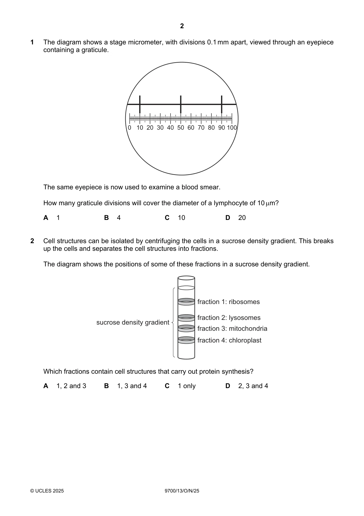 Cambridge A Level Biology 9700 2025 Oct/Nov Paper 1 · Variant 3 question paper, page 2 of 20