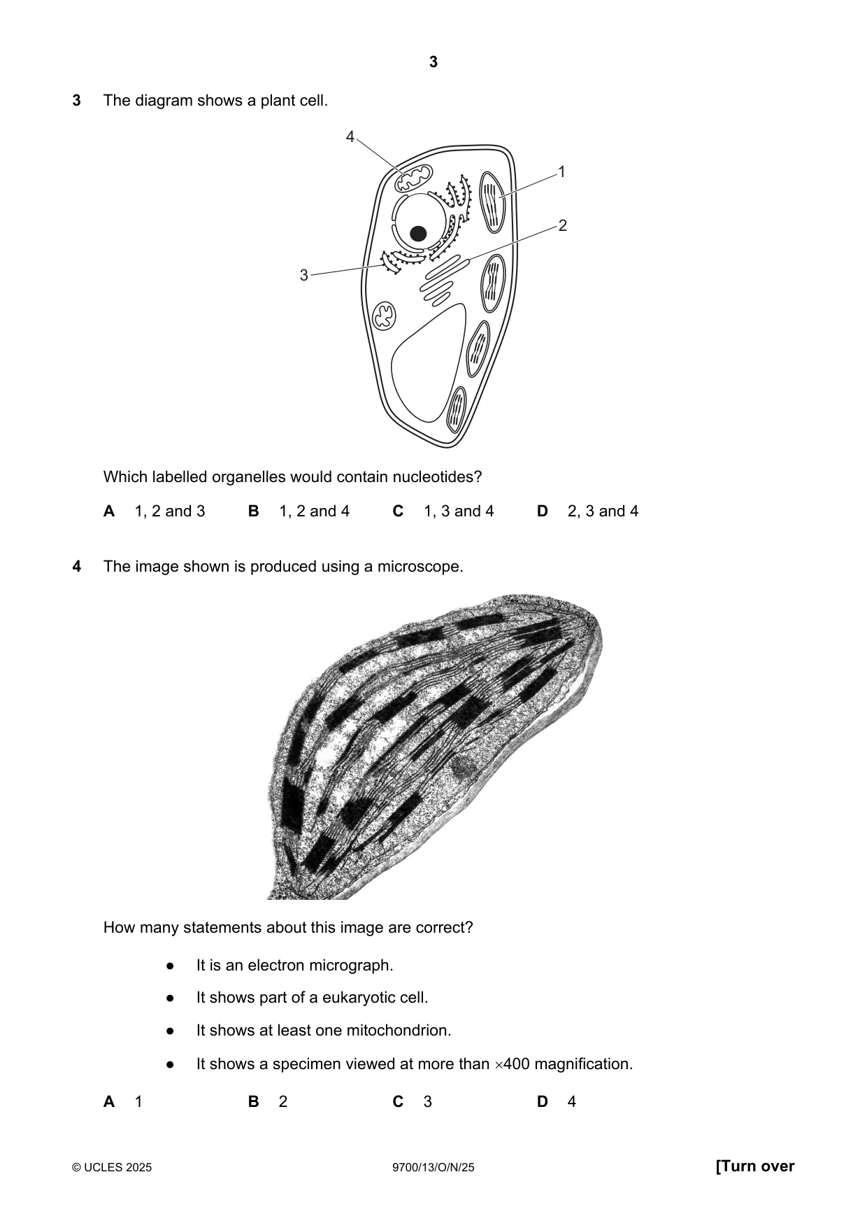 Cambridge A Level Biology 9700 2025 Oct/Nov Paper 1 · Variant 3 question paper, page 3 of 20