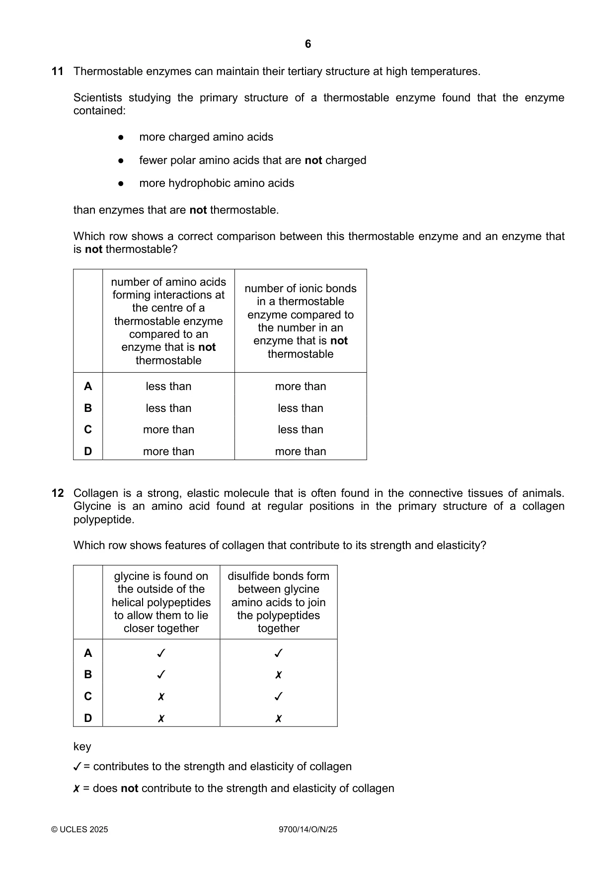 Cambridge A Level Biology 9700 2025 Oct/Nov Paper 1 · Variant 4 question paper, page 6 of 20