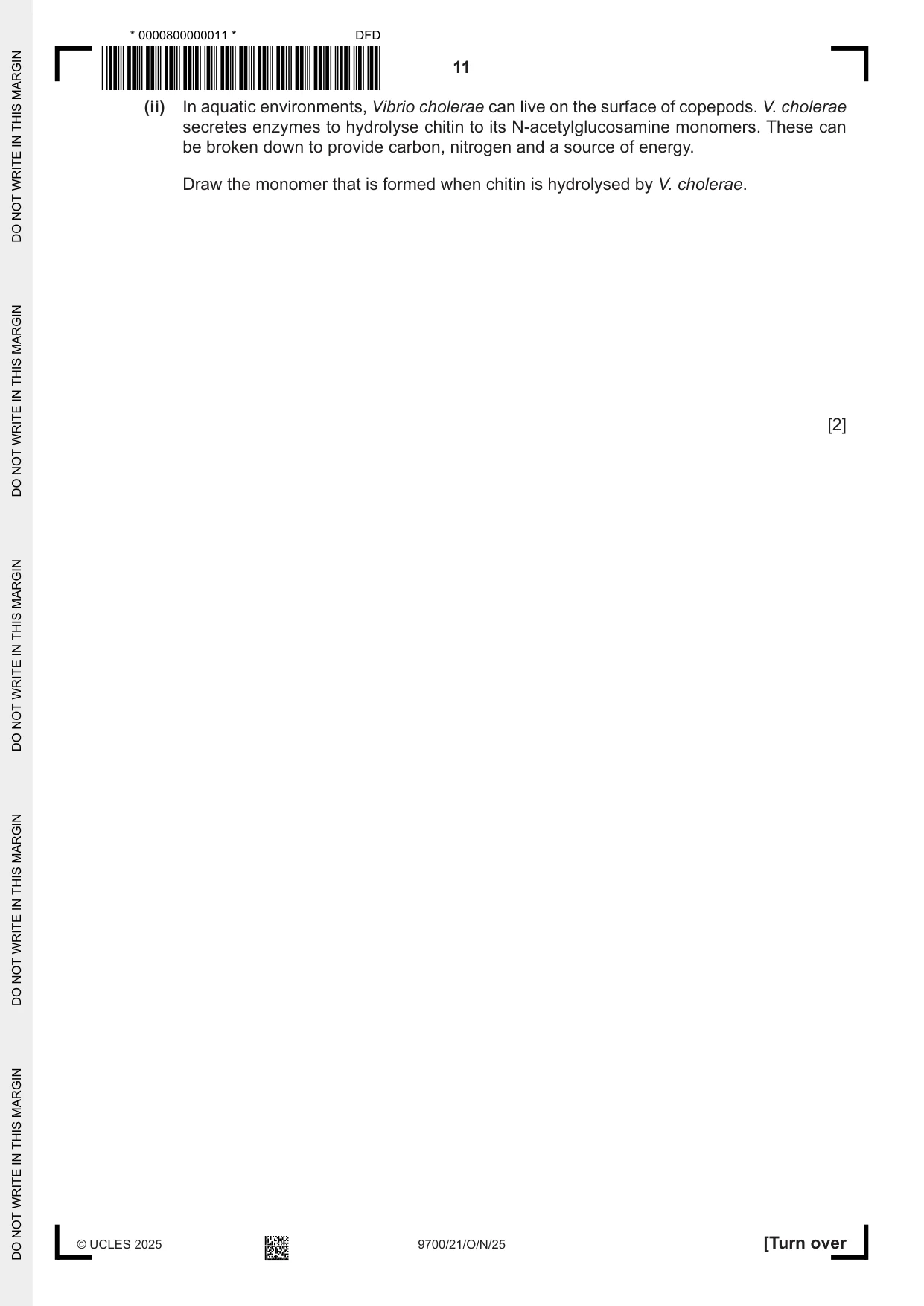 Cambridge A Level Biology 9700 2025 Oct/Nov Paper 2 · Variant 1 question paper, page 11 of 20