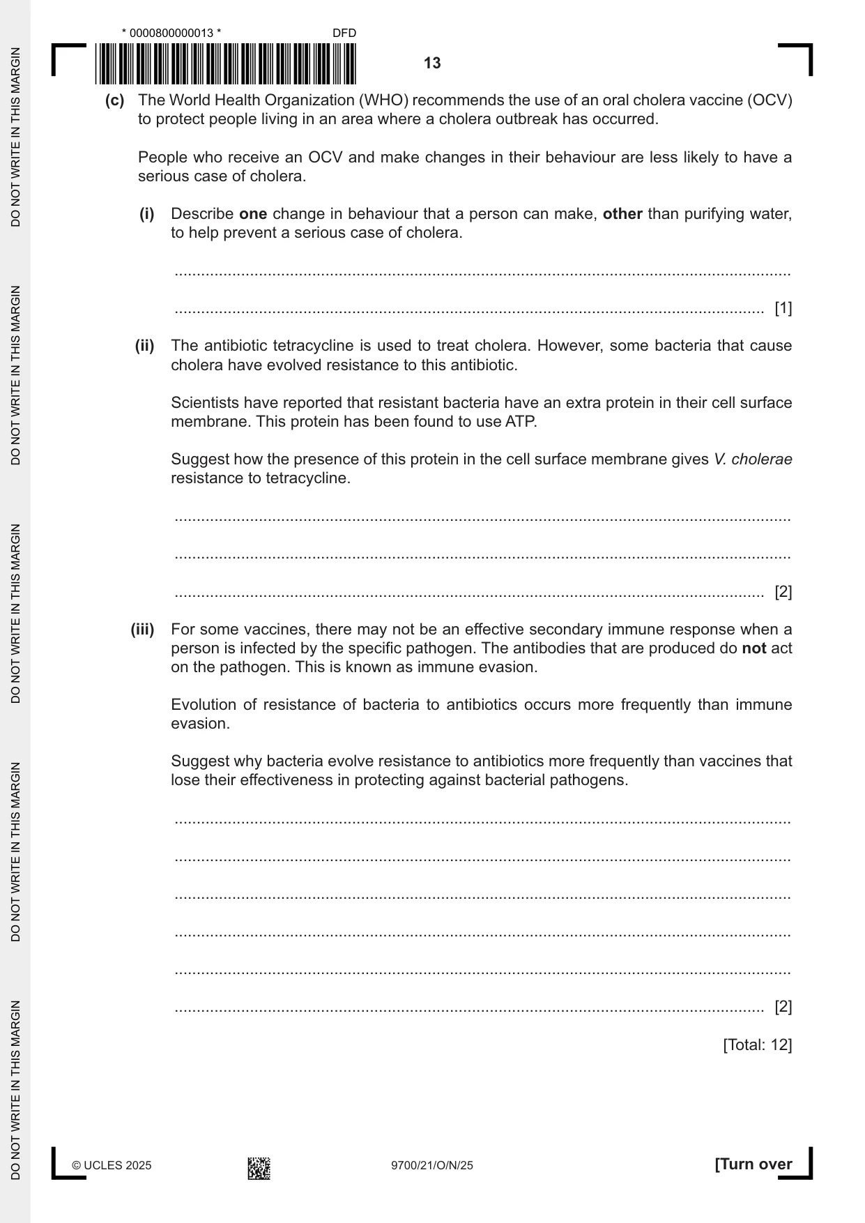 Cambridge A Level Biology 9700 2025 Oct/Nov Paper 2 · Variant 1 question paper, page 13 of 20