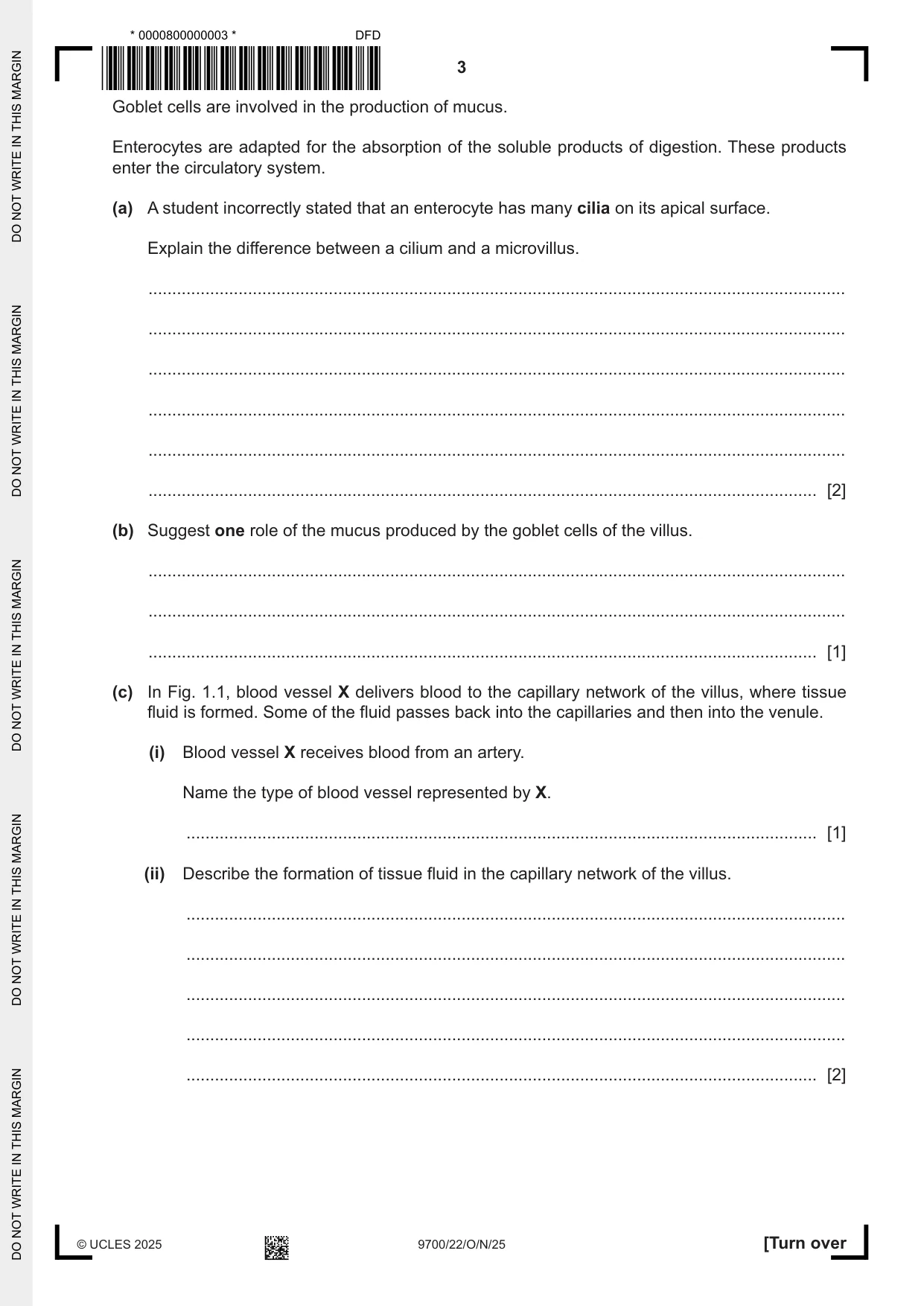Cambridge A Level Biology 9700 2025 Oct/Nov Paper 2 · Variant 2 question paper, page 3 of 16