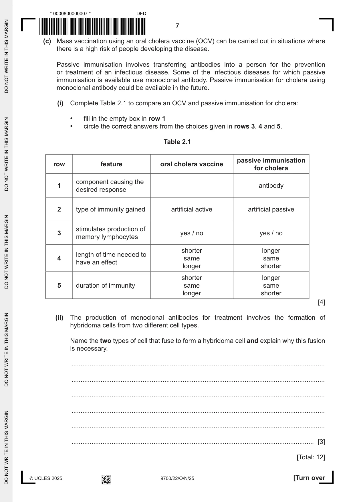 Cambridge A Level Biology 9700 2025 Oct/Nov Paper 2 · Variant 2 question paper, page 7 of 16