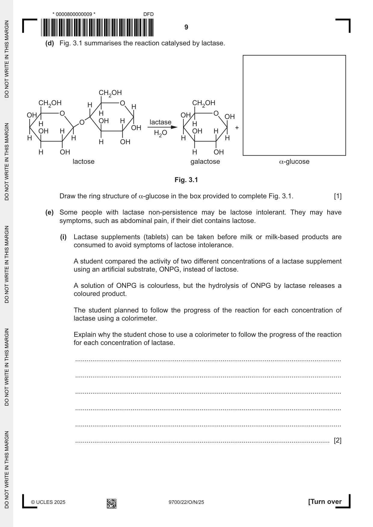 Cambridge A Level Biology 9700 2025 Oct/Nov Paper 2 · Variant 2 question paper, page 9 of 16