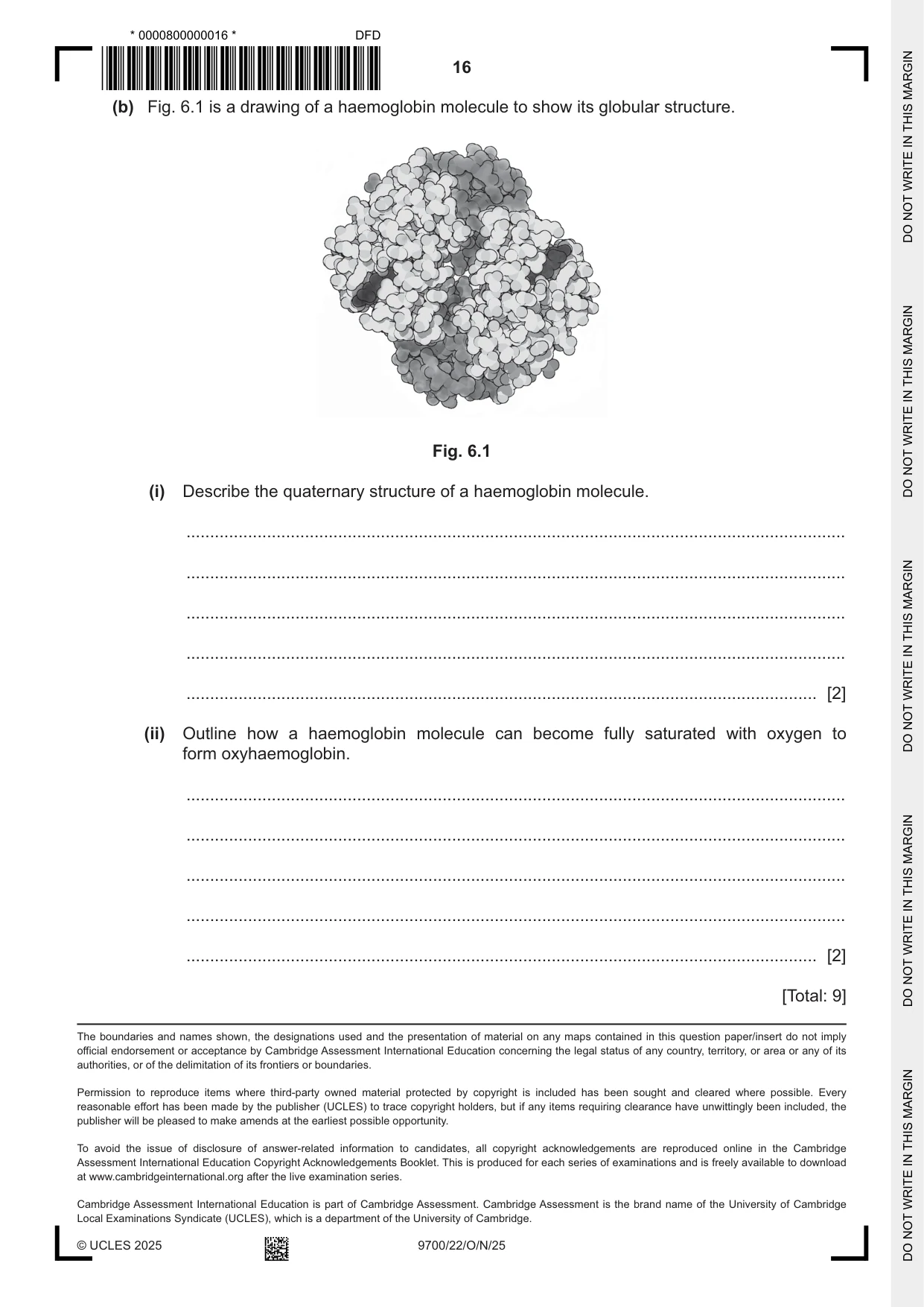 Cambridge A Level Biology 9700 2025 Oct/Nov Paper 2 · Variant 2 question paper, page 16 of 16