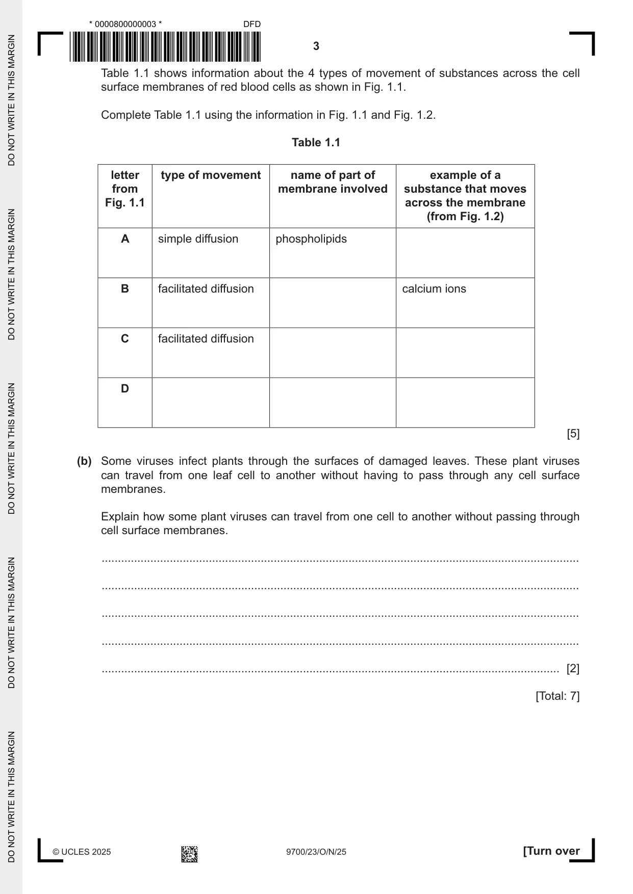 Cambridge A Level Biology 9700 2025 Oct/Nov Paper 2 · Variant 3 question paper, page 3 of 20