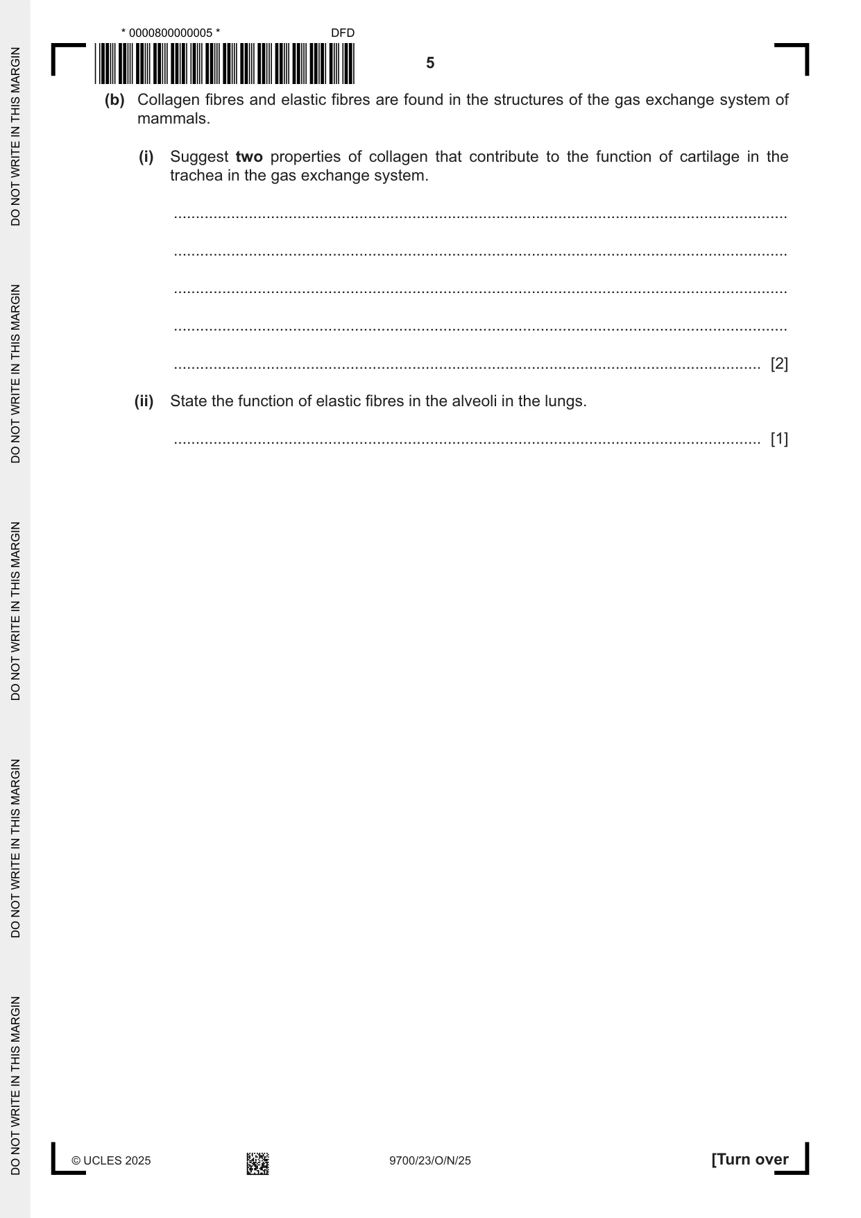 Cambridge A Level Biology 9700 2025 Oct/Nov Paper 2 · Variant 3 question paper, page 5 of 20