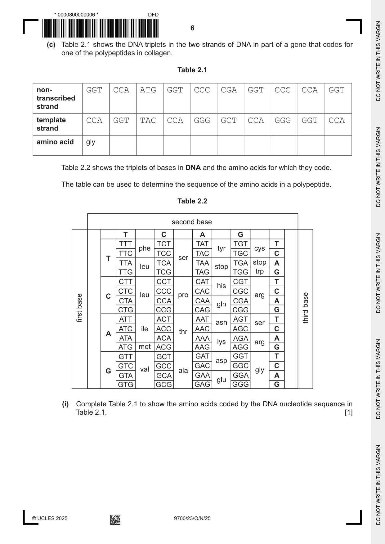 Cambridge A Level Biology 9700 2025 Oct/Nov Paper 2 · Variant 3 question paper, page 6 of 20