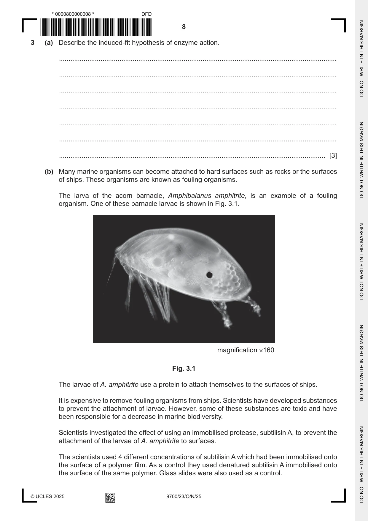 Cambridge A Level Biology 9700 2025 Oct/Nov Paper 2 · Variant 3 question paper, page 8 of 20