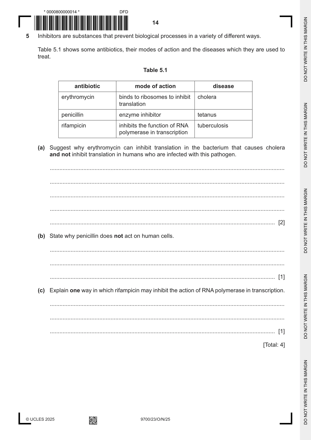 Cambridge A Level Biology 9700 2025 Oct/Nov Paper 2 · Variant 3 question paper, page 14 of 20