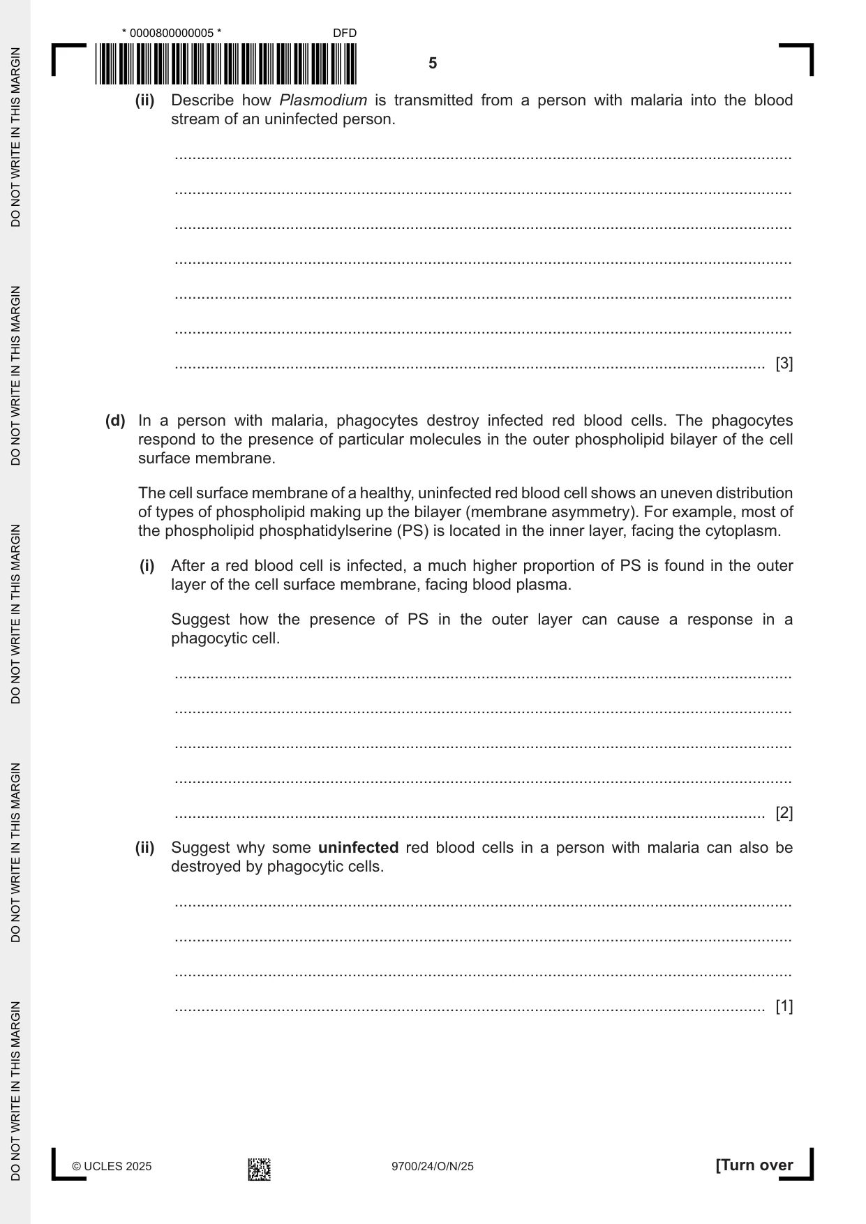 Cambridge A Level Biology 9700 2025 Oct/Nov Paper 2 · Variant 4 question paper, page 5 of 16