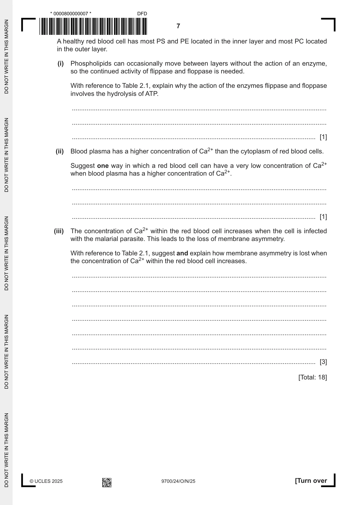 Cambridge A Level Biology 9700 2025 Oct/Nov Paper 2 · Variant 4 question paper, page 7 of 16
