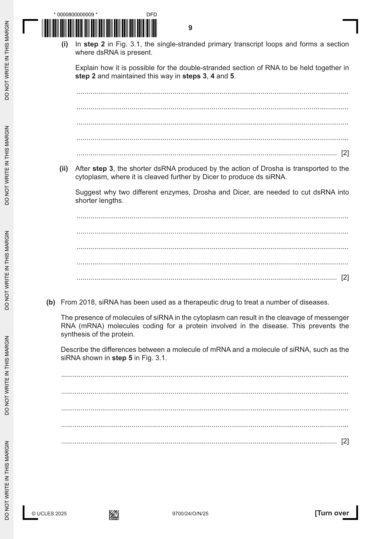 Cambridge A Level Biology 9700 2025 Oct/Nov Paper 2 · Variant 4 question paper, page 9 of 16