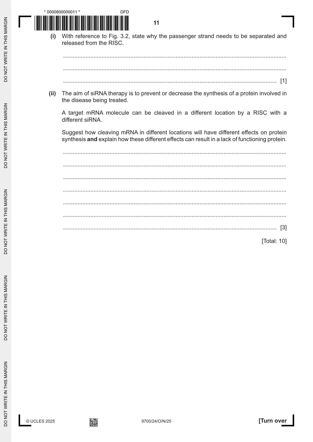 Cambridge A Level Biology 9700 2025 Oct/Nov Paper 2 · Variant 4 question paper, page 11 of 16