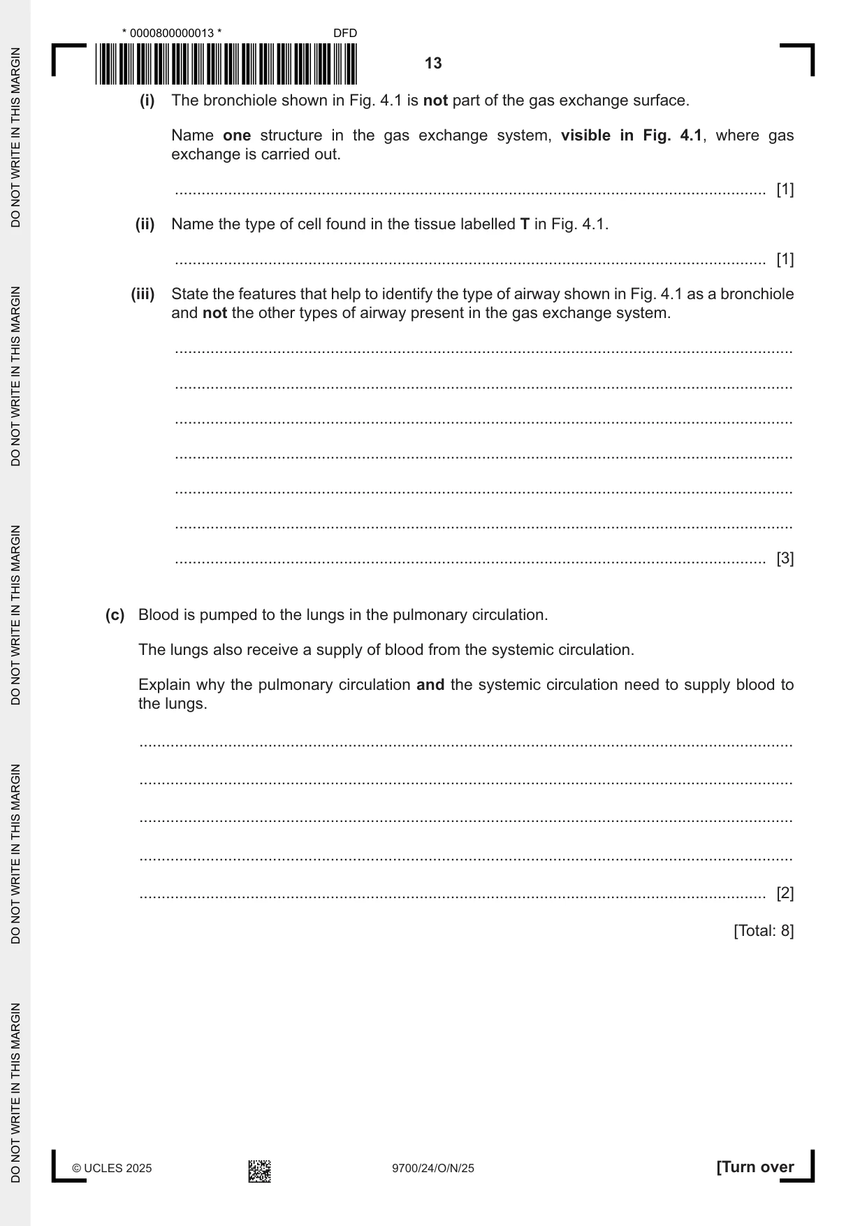 Cambridge A Level Biology 9700 2025 Oct/Nov Paper 2 · Variant 4 question paper, page 13 of 16