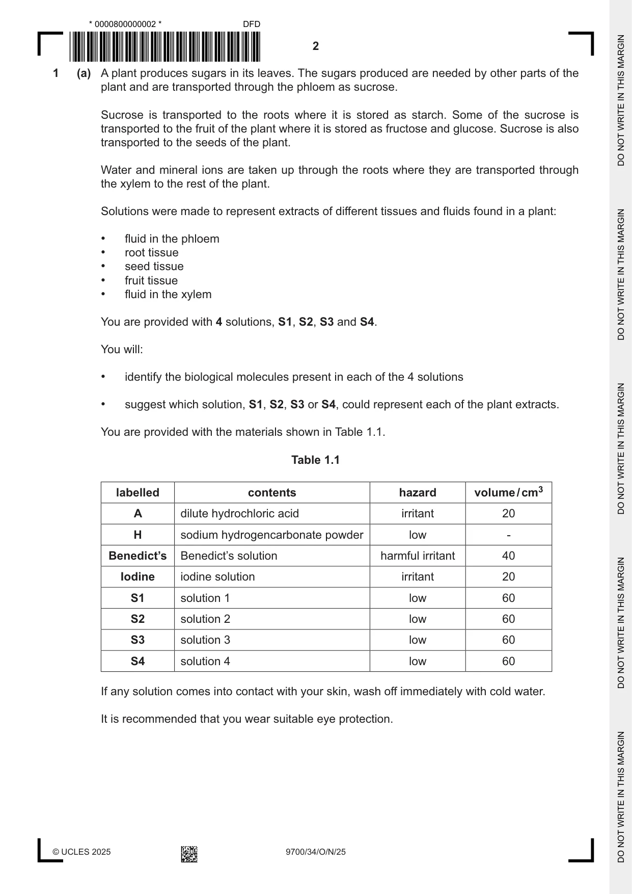 Cambridge A Level Biology 9700 2025 Oct/Nov Paper 3 · Variant 4 question paper, page 2 of 16